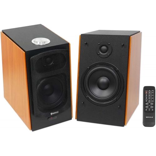  (2) Rockville HD5 5 Powered Bluetooth Bookshelf Home Theater Speakers+Stands