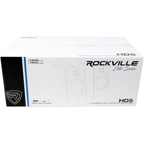  (2) Rockville HD5 5 Powered Bluetooth Bookshelf Home Theater Speakers+Stands