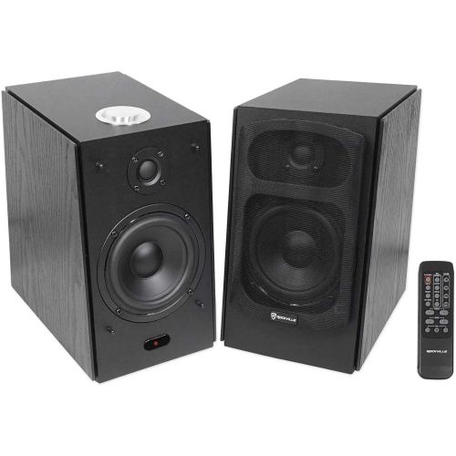  Pair Rockville HD5 5 Bluetooth Bookshelf Home Theater Speakers+Stands - Black