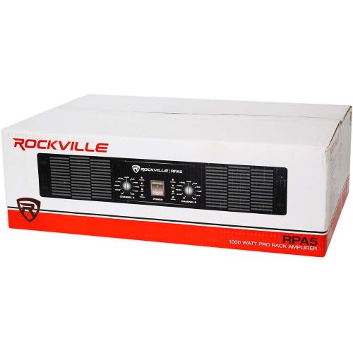  Rockville RPA5 1000 Watt Peak  500w RMS 2 Channel Power Amplifier ProDJ Amp