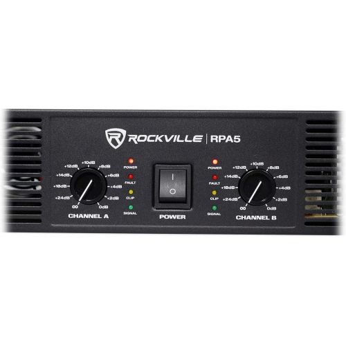  Rockville RPA5 1000 Watt Peak  500w RMS 2 Channel Power Amplifier ProDJ Amp