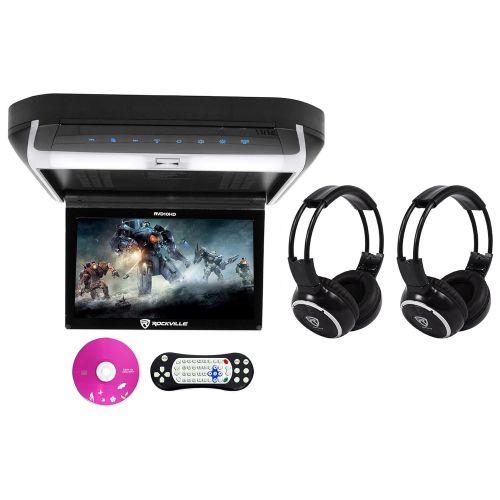  Rockville RVD10HD-BK 10.1 Flip Down Monitor DVD Player, HDMI, USB+Headphones