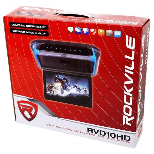  Rockville RVD10HD-BK 10.1 Flip Down Monitor DVD Player, HDMI, USB+Headphones