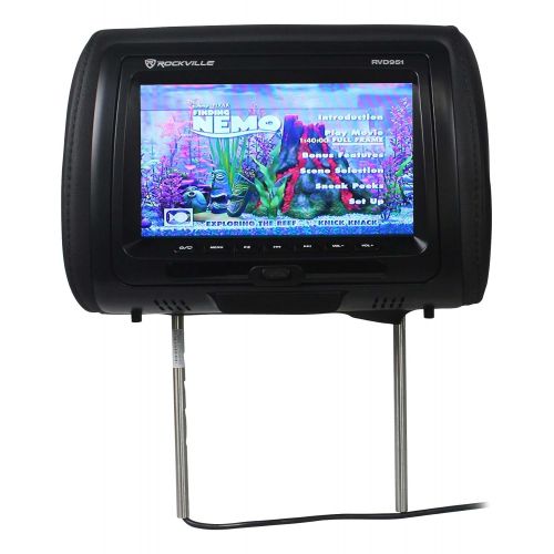 Rockville RVD951-BK 9 Black Dual DVDHDMI Car Headrest Monitors+2 Headphones