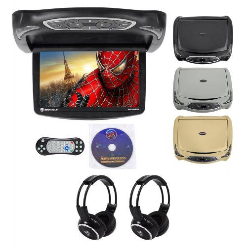  Rockville RVD14BGB BlackGreyTan 14 Flip Down Car DVD Monitor+Games+Headphones