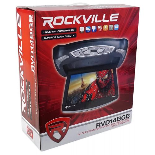  Rockville RVD14BGB BlackGreyTan 14 Flip Down Car DVD Monitor+Games+Headphones