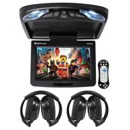 Rockville RVD12HD-BK 12 Black Flip Down Car Monitor DVD/USB Player+Headphones