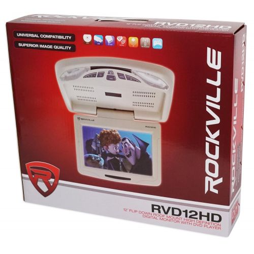  Rockville RVD12HD-BK 12 Black Flip Down Car Monitor DVDUSB Player+Headphones