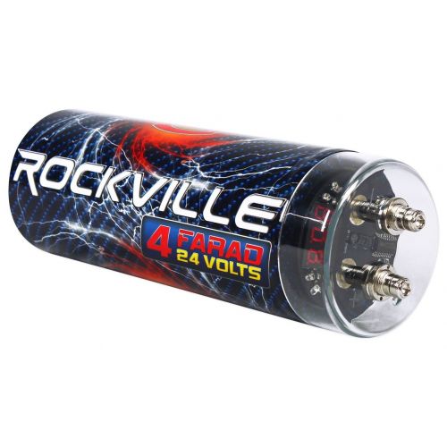  Rockville RXC4D 4 Farad12 Volt Digital Power Capacitor+RWK41 4 AWG Amp Wire Kit