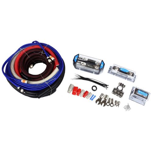  Rockville Dual 0/4 Gauge Multi-Amp Wire Kit+Dual Meter 50 Farad LED Capacitor