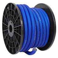 Rockville R0G50BLUE 0 Gauge 50 Foot Spool Blue Car Amp Power+Ground Wire Cable