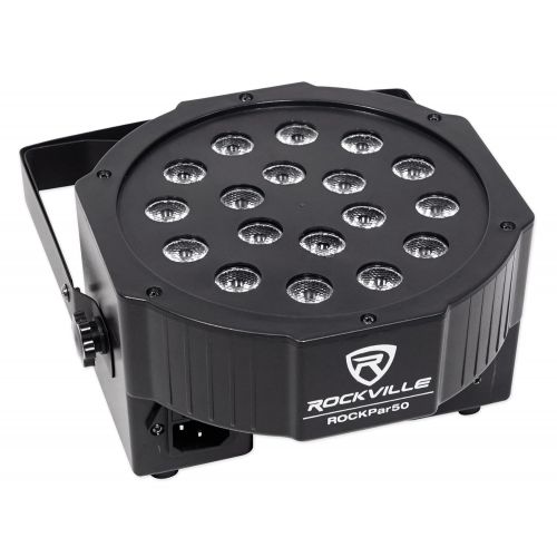  (2) Rockville RockPAR50 LED RGB Compact Par Can DJClub DMX Wash Lights+Cables