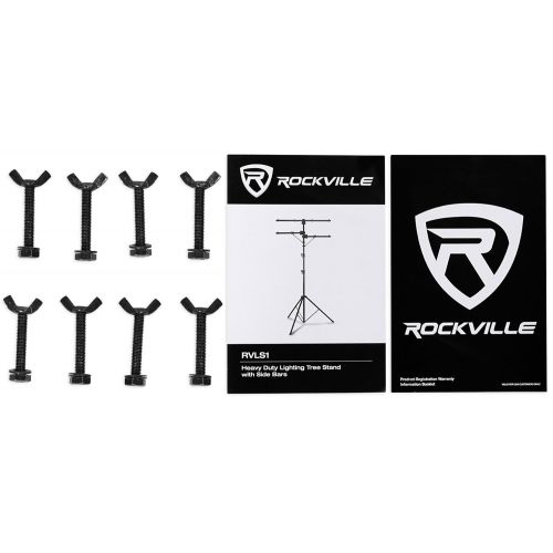  (2) Rockville RVLS1 Tripod Lighting Stands wSide Bars+(8) Par Can Wash Lights