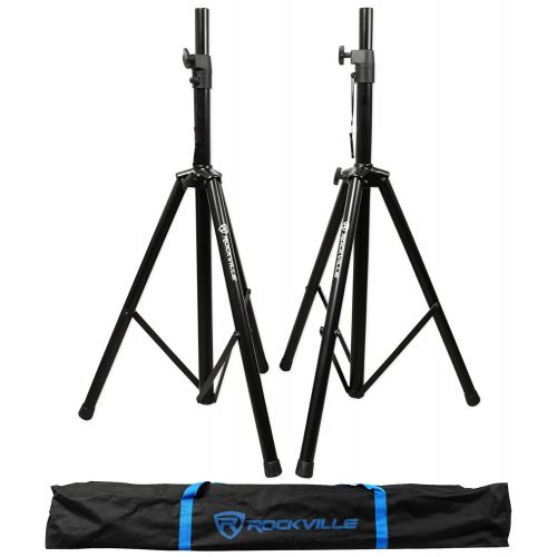  (2) Rockville Tripod Black Heavy Duty Pole-Mount Stands + Lighting Cross Bar