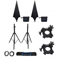 2) Rockville Tripod DJ Speaker Stands+Cables+Scrim Werks Black Covers+Carry Case