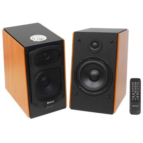  (2) Rockville HD5 5 150w RMS Powered Bluetooth Bookshelf Speakers+Wall Brackets