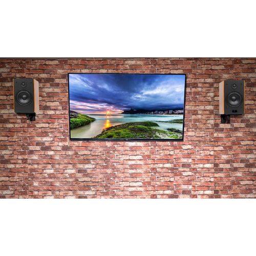  (2) Rockville HD5 5 150w RMS Powered Bluetooth Bookshelf Speakers+Wall Brackets