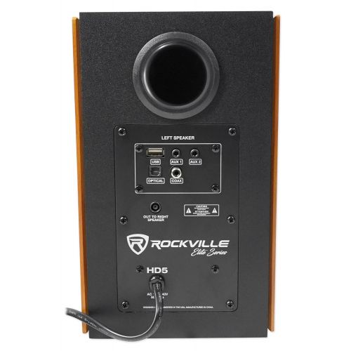  (2) Rockville HD5 5 150w RMS Powered Bluetooth Bookshelf Speakers+Wall Brackets