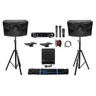 Rockville DJ Package w/ (2) 12 1600w Speakers+Sub+Bluetooth Amplifier+Stands+Cables+Bag