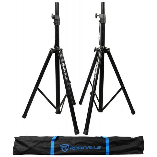  Rockville DJ Package w (2) 12 1600w Speakers+Sub+Bluetooth Amplifier+Stands+Cables+Bag