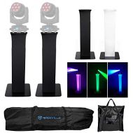 Rockville (2) Totem Stands+Black+White Scrims For (2) American DJ Vizi Q Wash7 Lights