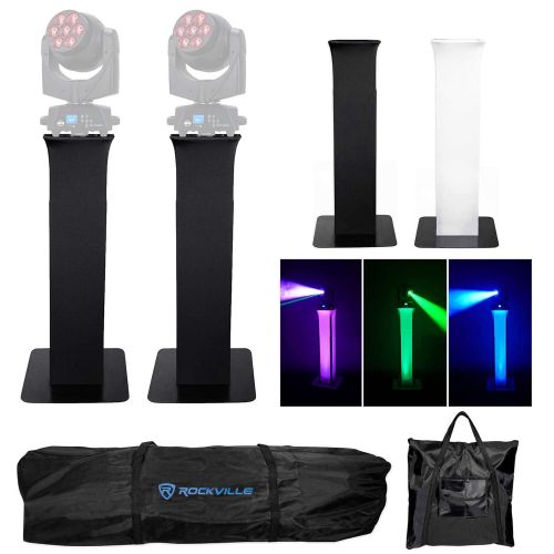  Rockville (2) Totem Stands+Black+White Scrims For (2) American DJ Vizi Q Wash7 Lights