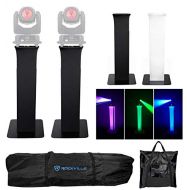 Rockville (2) Totem Stands+Black+White Scrims For (2) American DJ Vizi Beam RXONE Lights