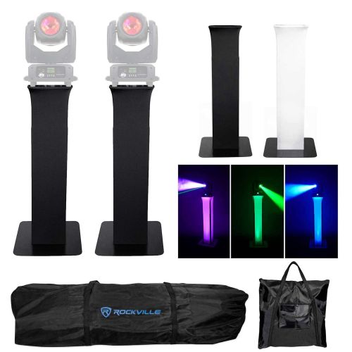  Rockville (2) Totem Stands+Black+White Scrims For (2) American DJ Vizi Beam RXONE Lights