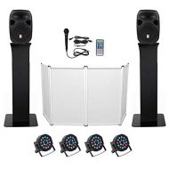 Rockville DJ Package wDual 12 Bluetooth Speakers+Mic+Tripod+Totem Stands+Facade+Lights