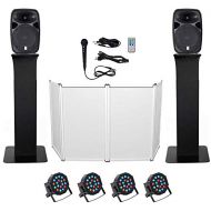 Rockville DJ Package w/Dual 15 Bluetooth Speakers+Mic+Tripod+Totem Stands+Facade+Lights