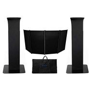 (2) Rockville RTP32B Totem Moving Head Light Stands+Black+White Scrims+Facade