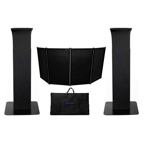  (2) Rockville RTP32B Totem Moving Head Light Stands+Black+White Scrims+Facade