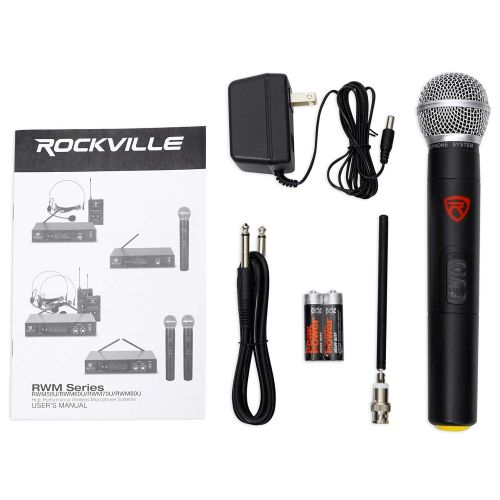  Rockville RWM50U UHF Handheld Wireless Microphone Mic For Church Sound Systems