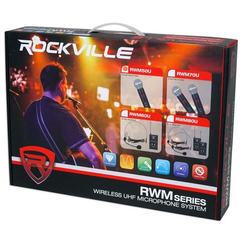  Rockville RWM50U UHF Handheld Wireless Microphone Mic For Church Sound Systems