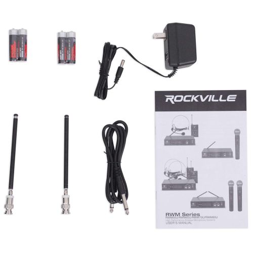  Rockville RWM70U Dual UHF All Metal Wireless Microphone For Church Sound Systems