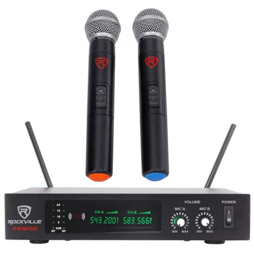  Rockville RWM70U Dual UHF All Metal Wireless Microphone For Church Sound Systems