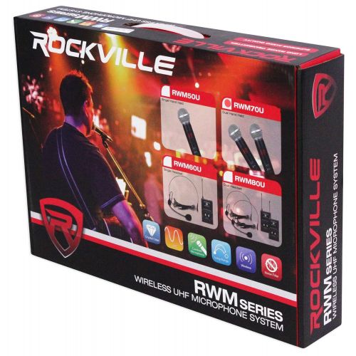  Rockville RWM70U Dual UHF All Metal Wireless Microphone For Church Sound Systems