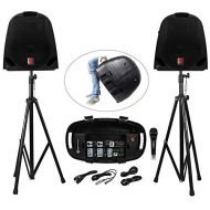 Rockville GB1 Portable Powered PA System WMixer+Speakers+Stands+Mic DJ Package