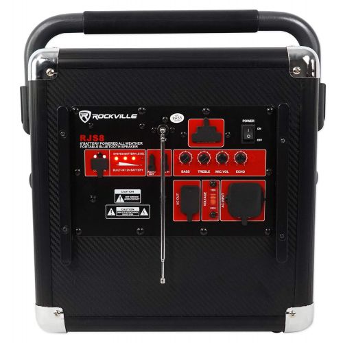  Rockville Rjs8 8 JobsitePortable Rechargeable Powered Bluetooth Pro SpeakerMic