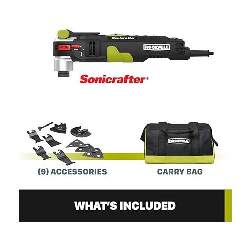 Rockwell AW400 F80 Sonicrafter 4.2 Amp Oscillating Multi-Tool with 9 Accessories and Carry Bag