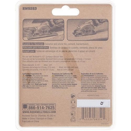  Rockwell RW9283 4 1/2-Inch 60-Grit Diamond Compact Circular Saw Blade