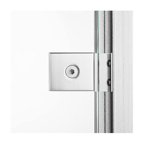  Rockwell Security Screw in Mini Hinge Door Mount Glass in Polished Chrome Finish Fits 1/4 Inch Glass Shower Doors for Residential Use