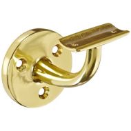 Rockwood 701.3 Brass Hand Rail Bracket with Fasteners for Metal Rail, 2-13/16 Diameter Base, 3-1/2 Projection, Polished Clear Coated Finish