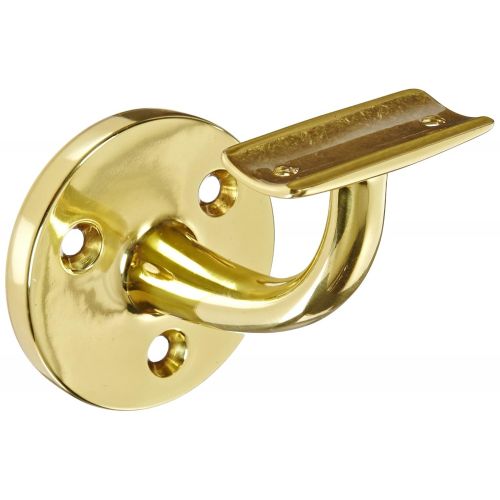  Rockwood 701.3 Brass Hand Rail Bracket with Fasteners for Metal Rail, 2-1316 Diameter Base, 3-12 Projection, Polished Clear Coated Finish