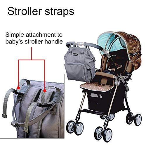  Baby Diaper Bag Backpack, Rodco Global Multi-Function, Durable, Waterproof Diaper Organizer Maternity Bag with Changing Pad, Stroller Straps for Mom and Dad, Grey