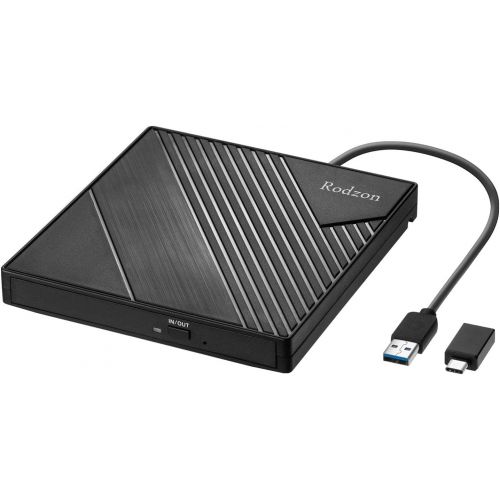  [아마존베스트]Rodzon External CD Drive Type C USB 3.0 Portable CD DVD +/-RW Drive Slim DVD/CD ROM Rewriter Burner Writer Compatible with Laptop Desktop PC Windows Linux OS Apple Mac