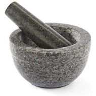 [아마존베스트]ROESLE Granite Mortar, High Quality Stone Mortar with Pestle for Herbs, Spices, Curry Pastes or Pesto, Non-Slip Base, Black Granite Stone