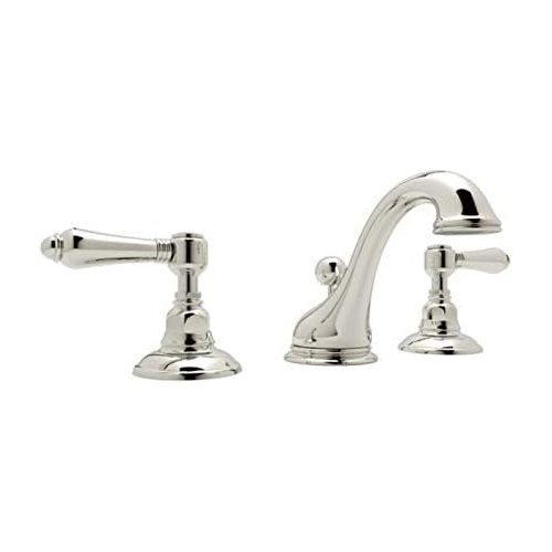  Rohl A1408LMPN-2 C-Spout Widespread Bathroom Sink Faucet with Metal Lever Handles, Polished Nickel