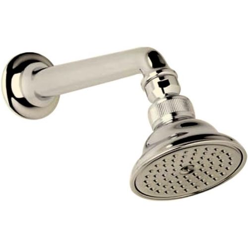  Rohl C5504EPN Perletto 3-in Anti-Cal Single Function Showerhead with 7-in Shower Arm, Polished Nickel