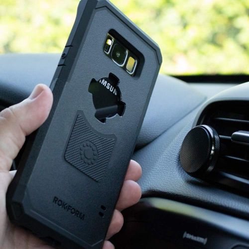  Rokform Samsung Galaxy S8 PLUS Rugged Series Military Grade Magnetic Protective Phone Case with twist lock & Universal Magnet Car Vent Mount (Black)